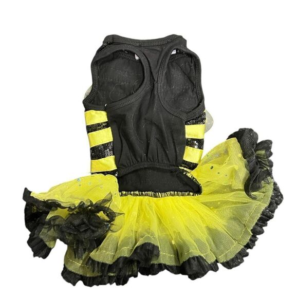 Pet Bee Costume Dress with Sequins, Sparkle Wings and Tutu, Queen Bee - Picture 2 of 3